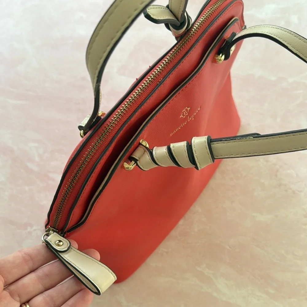 Nanette Lepore Orange and Ivory Satchel Bag
